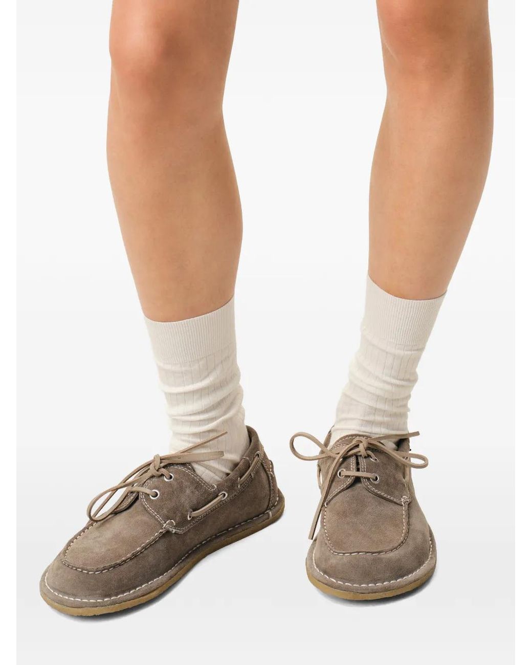 AMI Brown Suede Boat Shoes