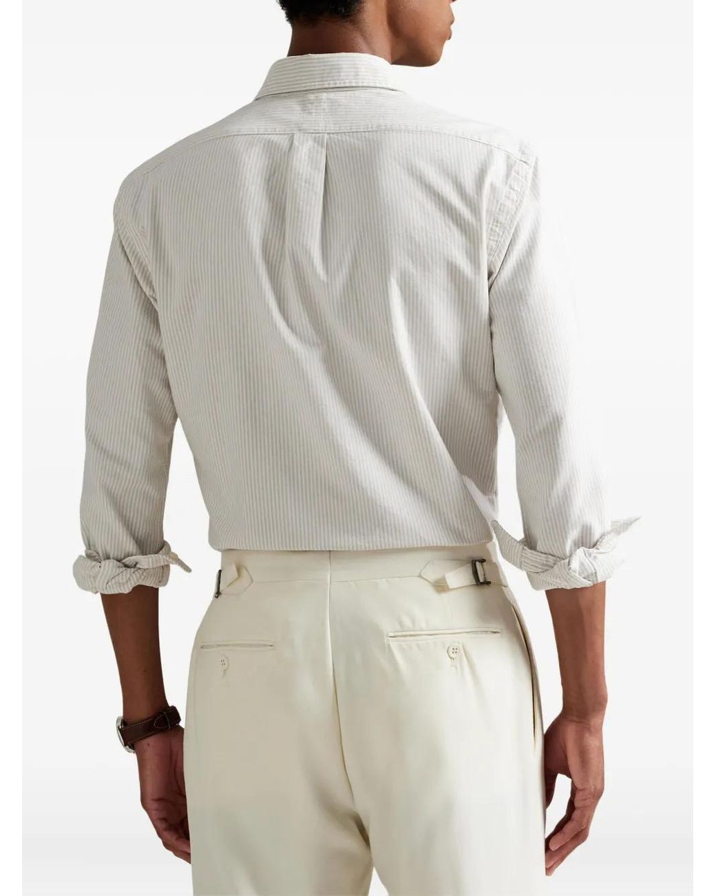 Polo Ralph Lauren White Striped Long-Sleeve Shirt for men