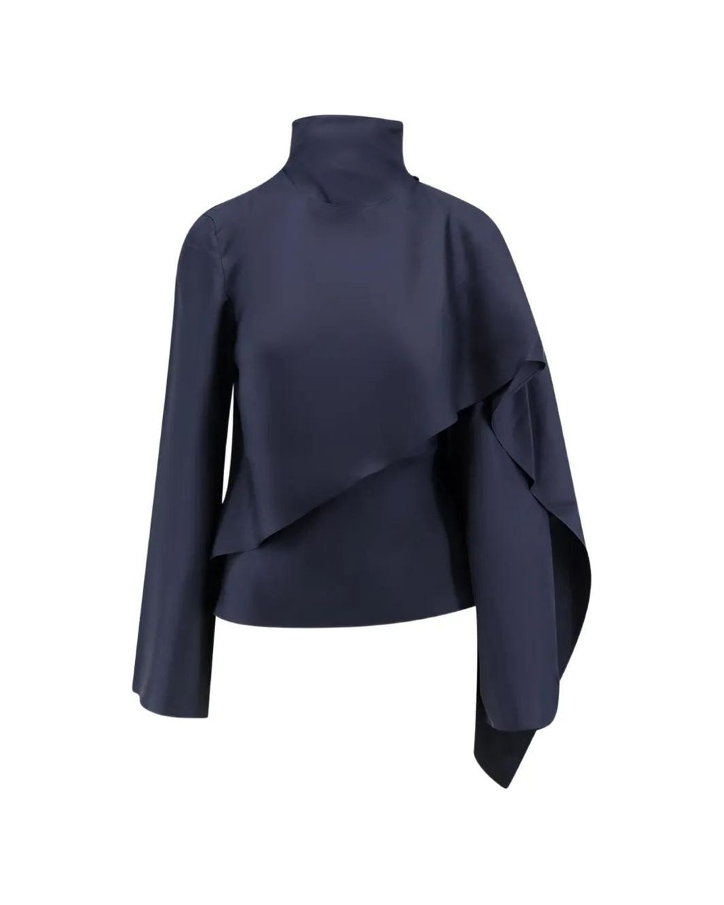 Rohe Blue High-Neck Scarf-Detail Blouse