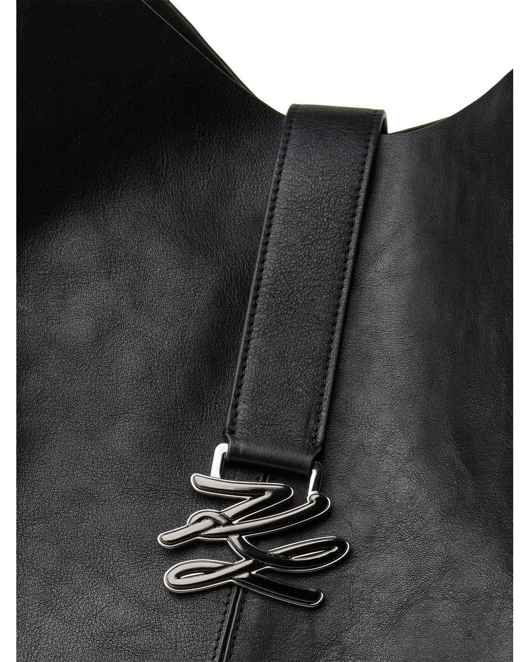 Karl Lagerfeld Black Extra-Large K/Autograph Leather Shoulder Bag