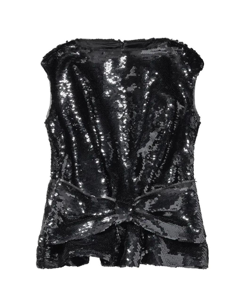 Simone Rocha Black Boxy Sequin-Embellished Peplum Blouse