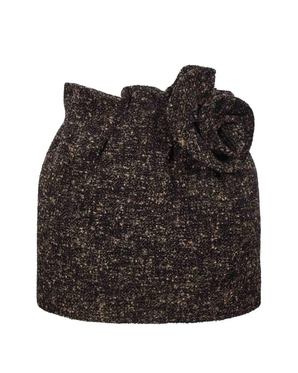 Magda Butrym Black Minijupe En Tweed À Appliqués Fleurs