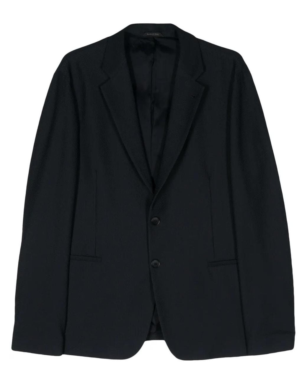 Giorgio Armani Blue Single-Breasted Piqué Blazer for men