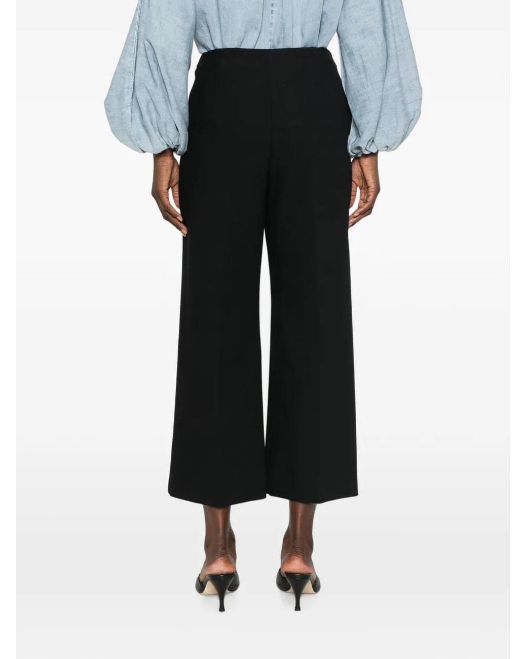 iBlues Black Horsebit-Detail Cropped Trousers