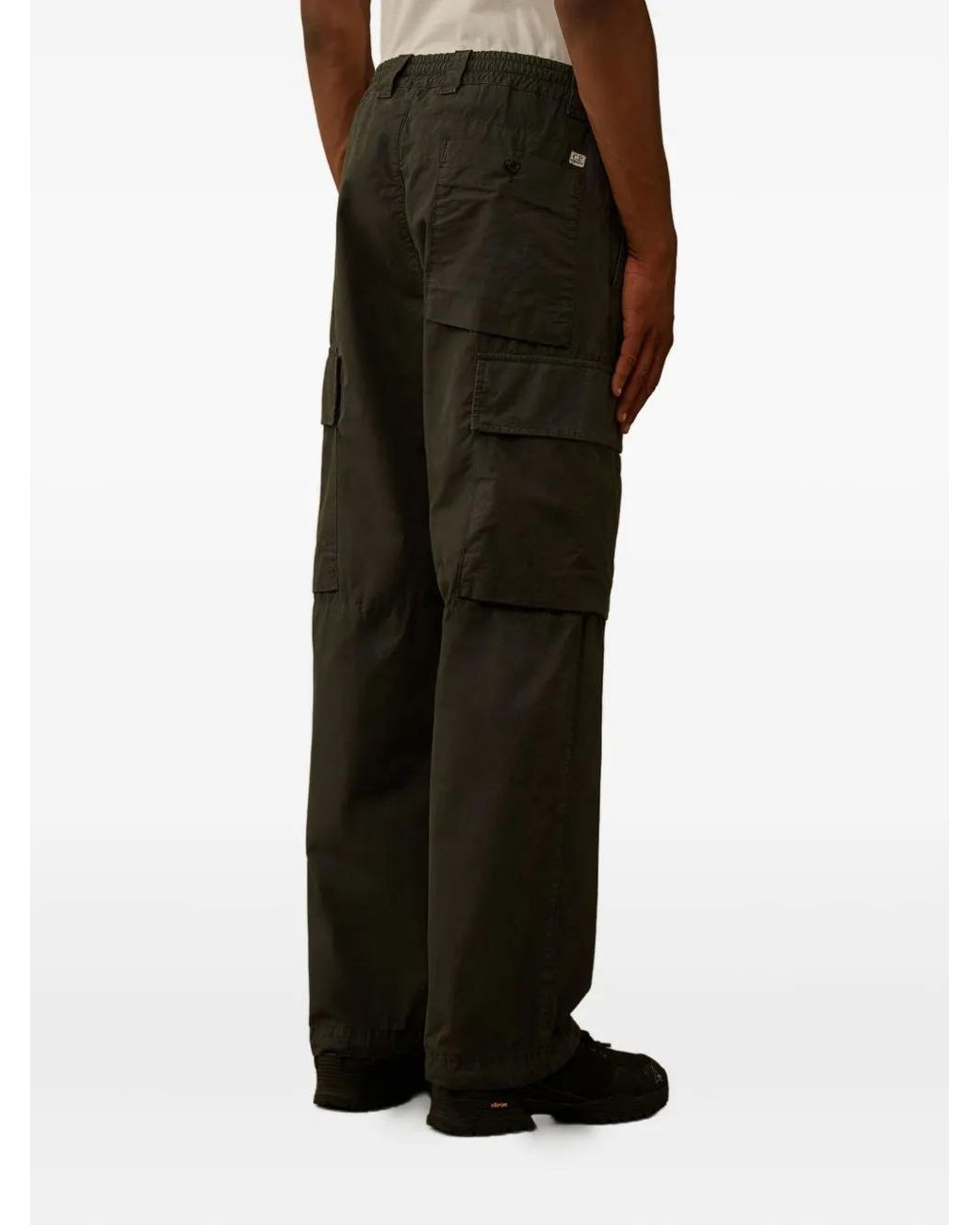 C P Company Black Cargo-Pocket Trousers for men