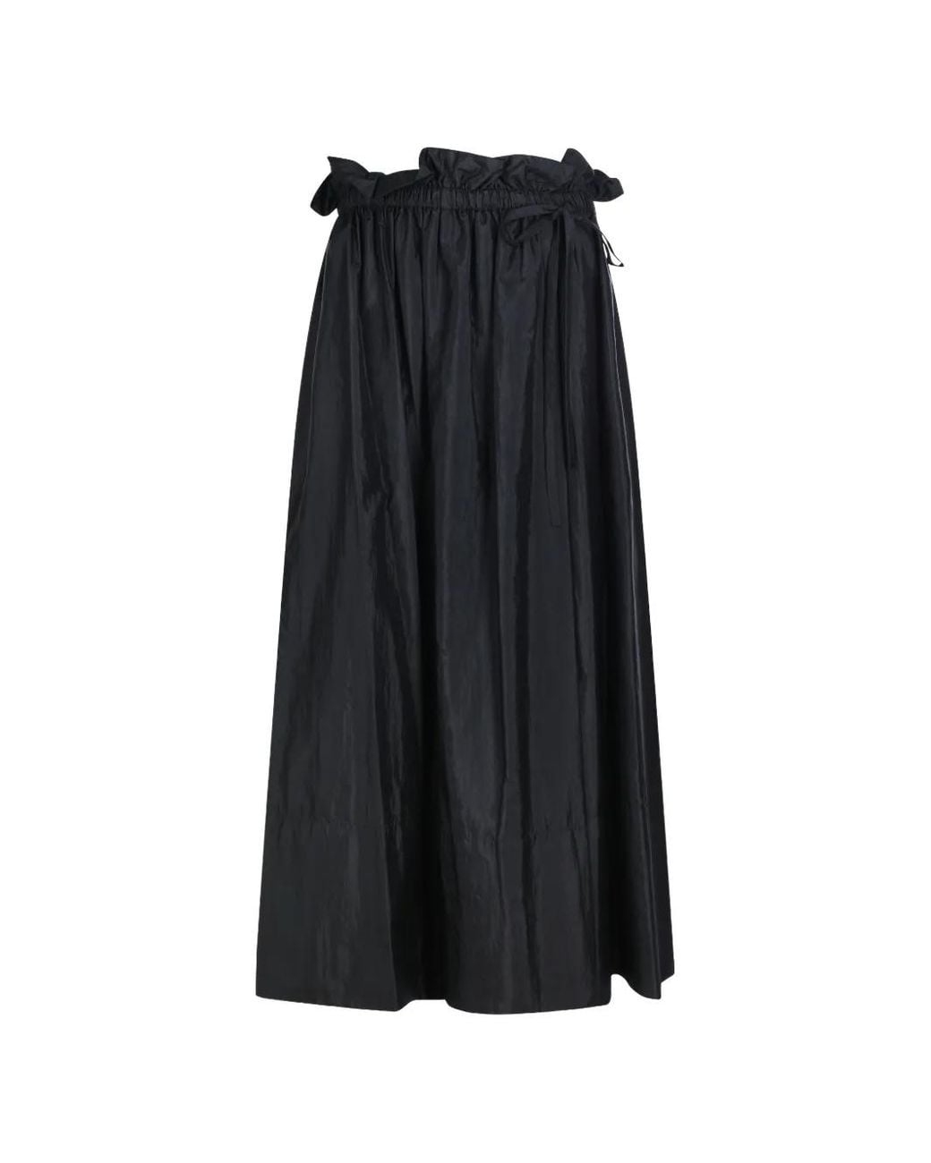Jil Sander Black Ruffled Drawstring Midi Skirt