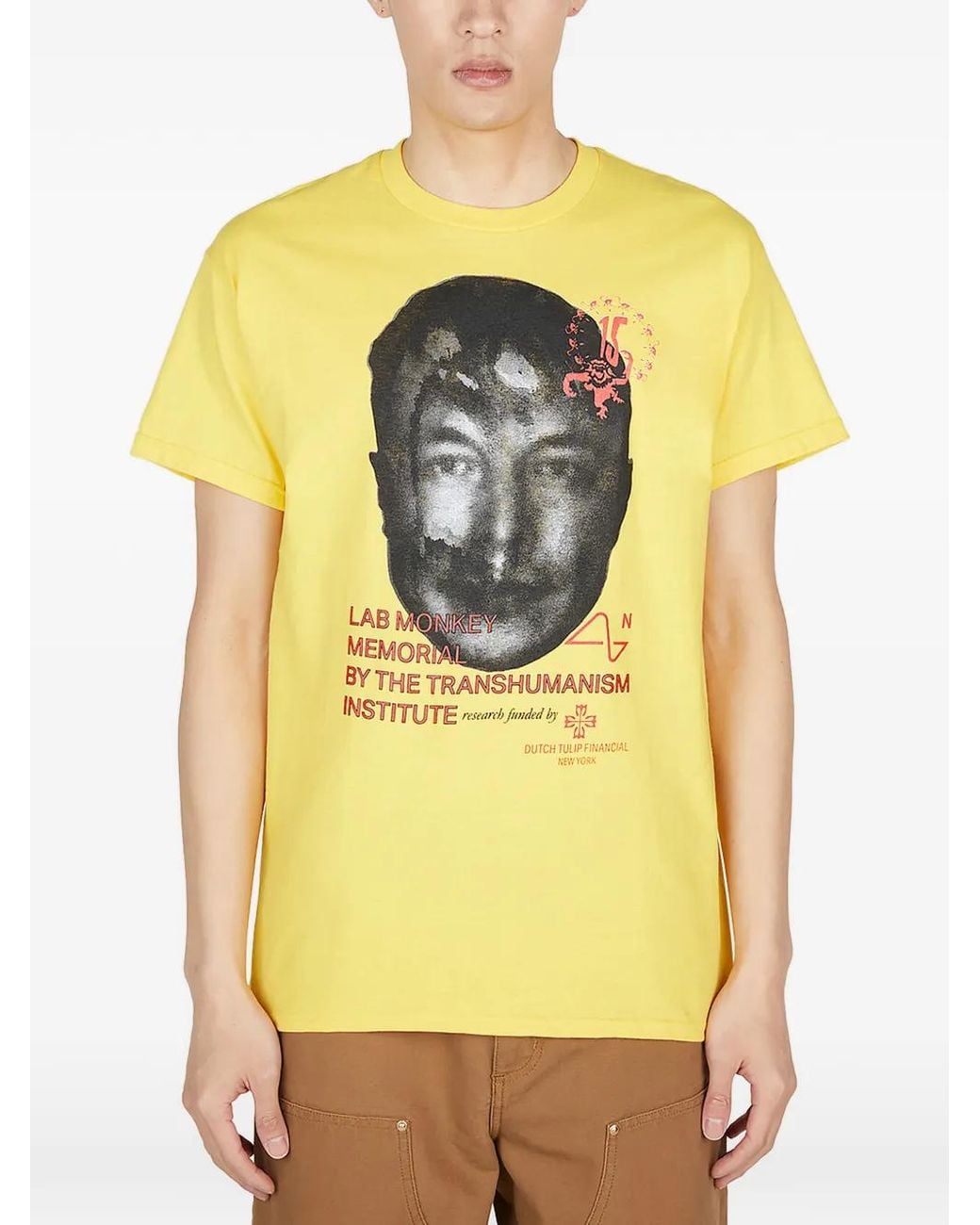 DTF.NYC Yellow 15 Monkeys Graphic-Print T-Shirt for men