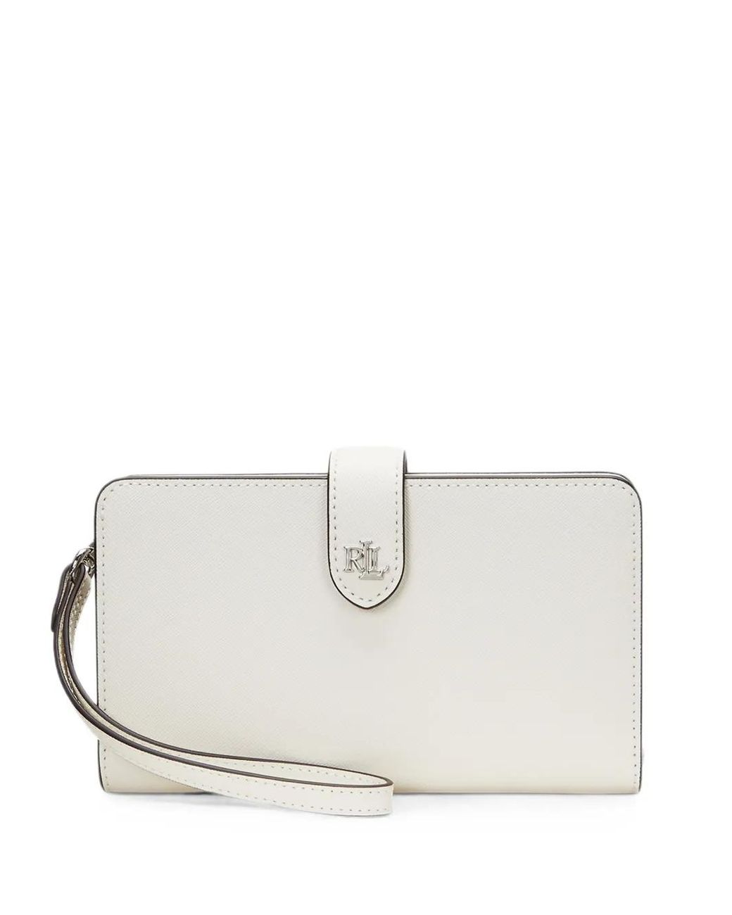 Ralph Lauren White Logo-Plaque Wristlet Wallet