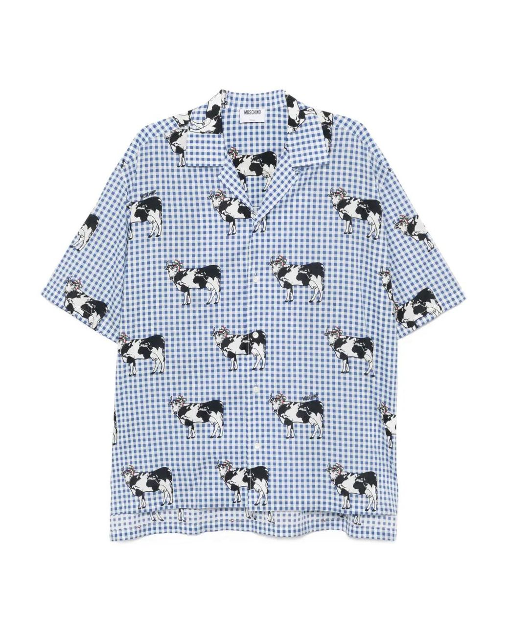 Moschino Blue Cow-Printed Shirt for men