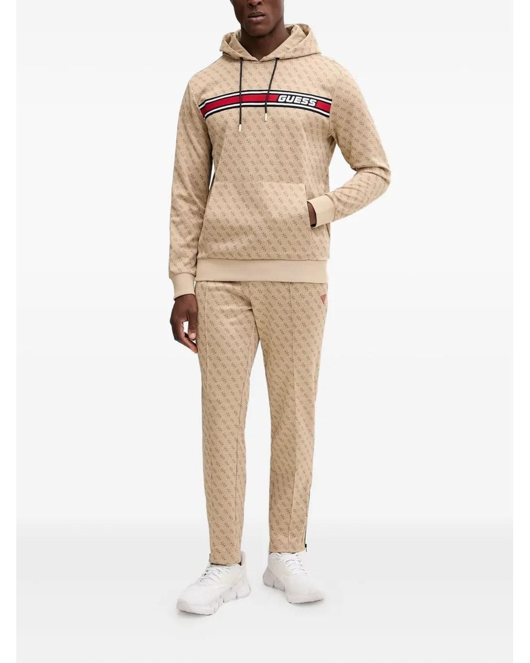 Guess Natural Monogram-Pattern Drawstring Hoodie for men