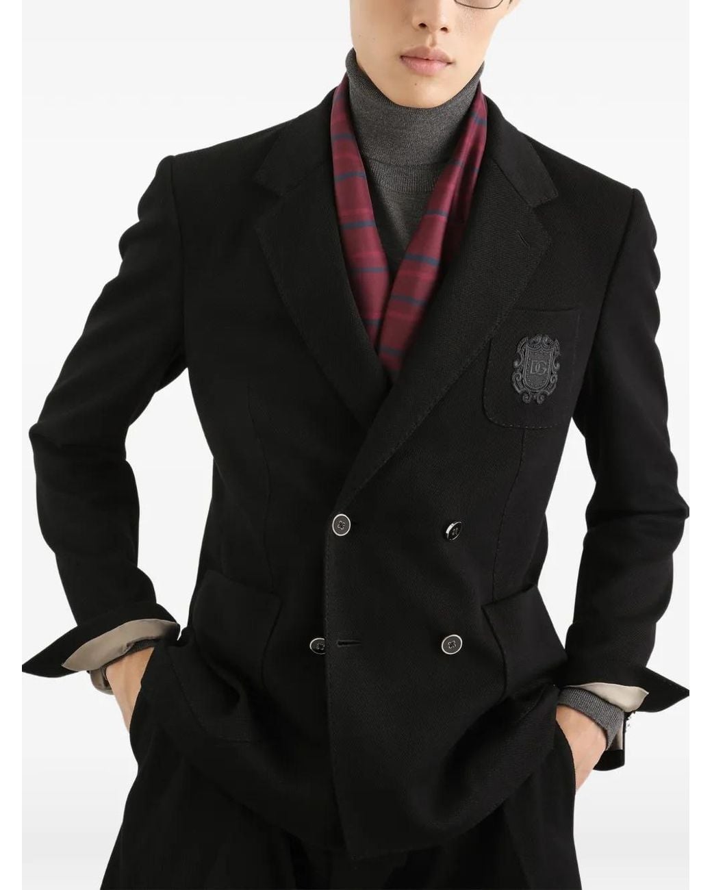 Dolce & Gabbana Black Portofino Double- Breasted Jersey Jacket for men