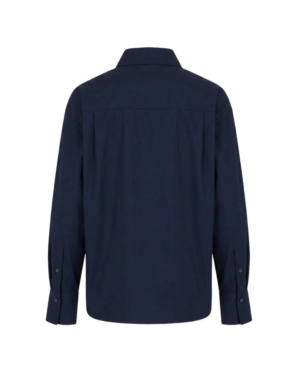 Closed Blue Chest-Pocket Button-Up Shirt
