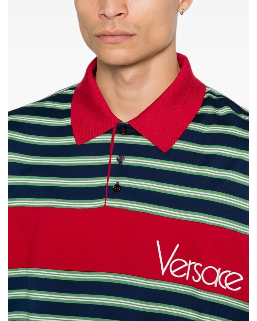 Versace Gestreept Poloshirt in het Green voor heren