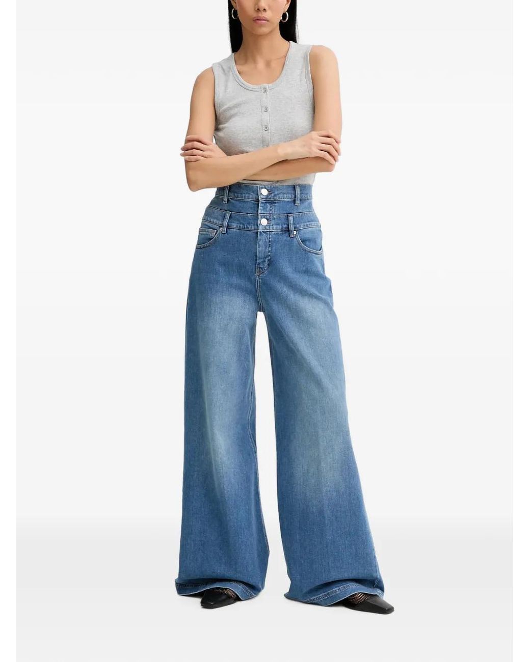 Munthe Blue Boma Half-Button Tank Top