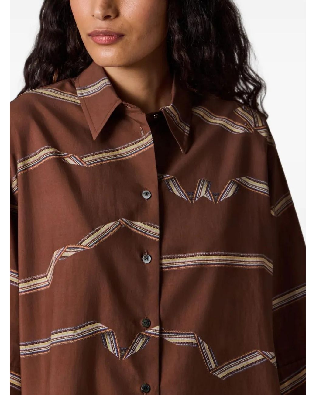 Paul Smith Brown Signature Stripe' Ribbon Print Shirt