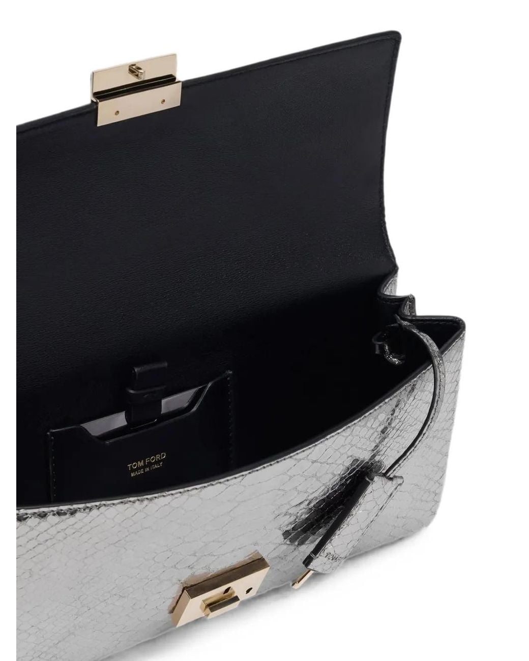 Tom Ford Clutch Met Python-Effect En Drukslot in het Gray