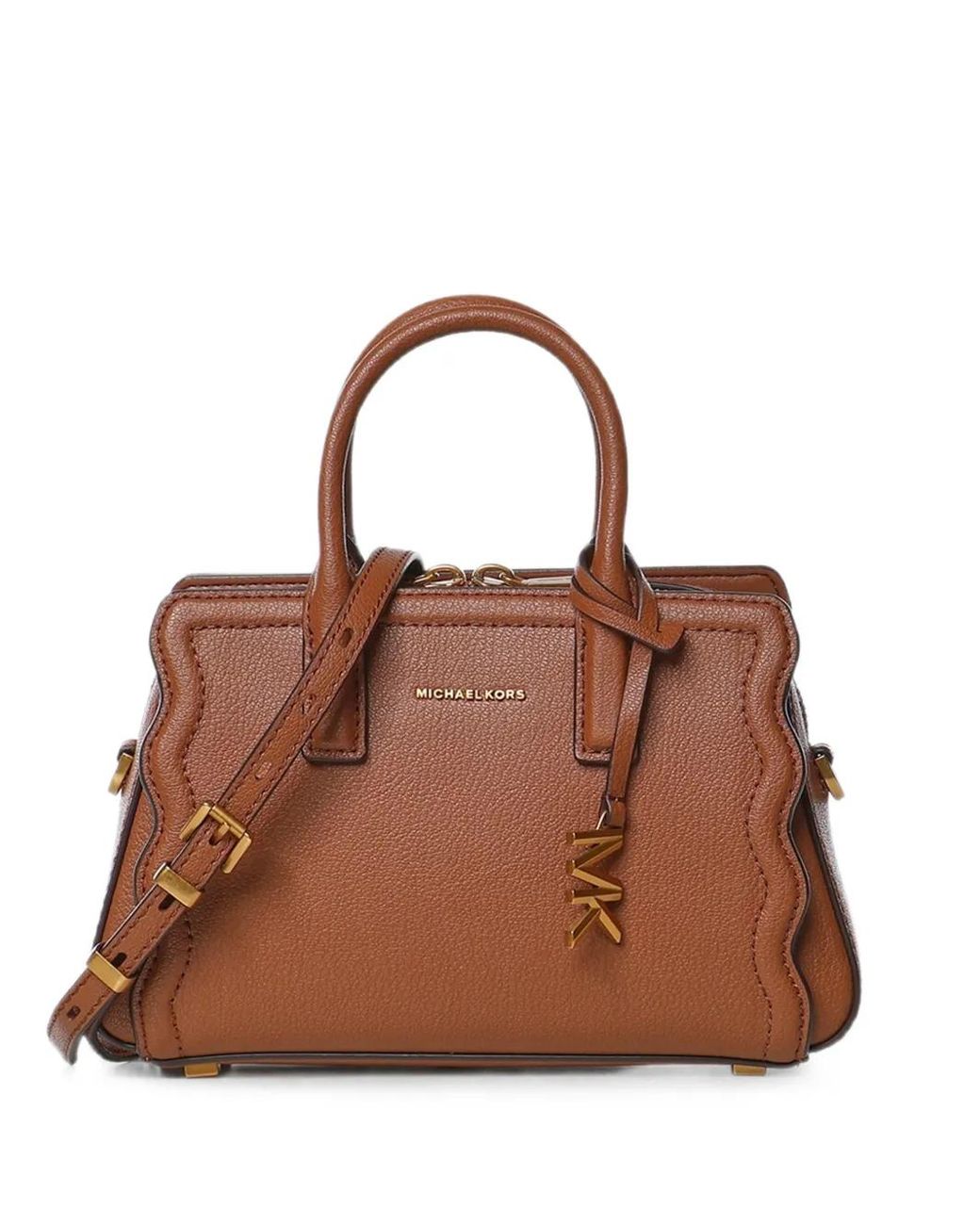 Michael Kors Brown Sac À Main Xs Laila À Bords Festonnés