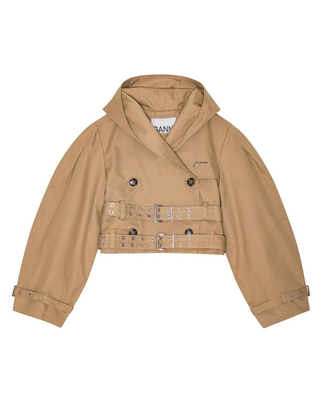 Chaqueta Con Capucha Ganni de color Natural