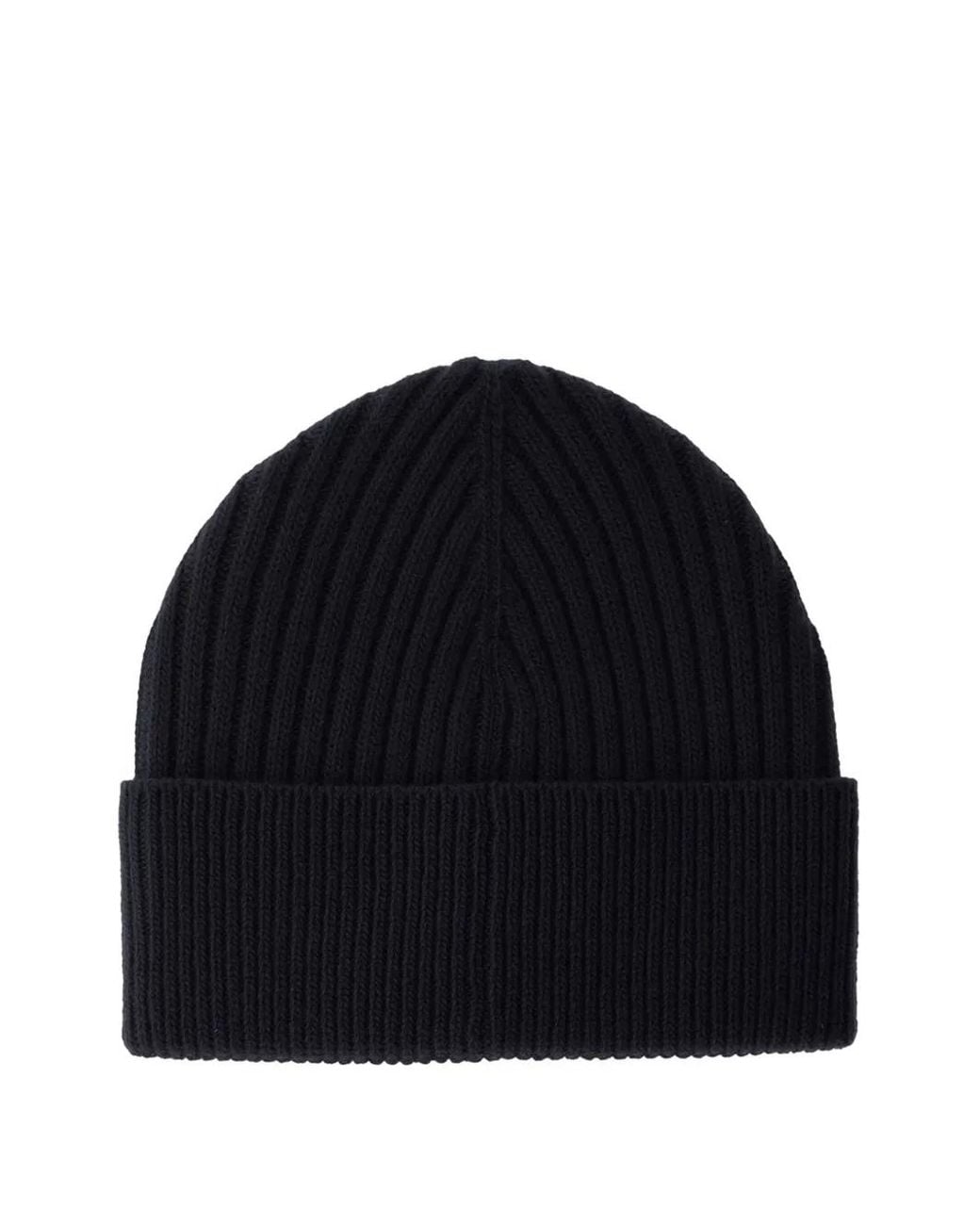 Herno Black Ribbed Beanie for men