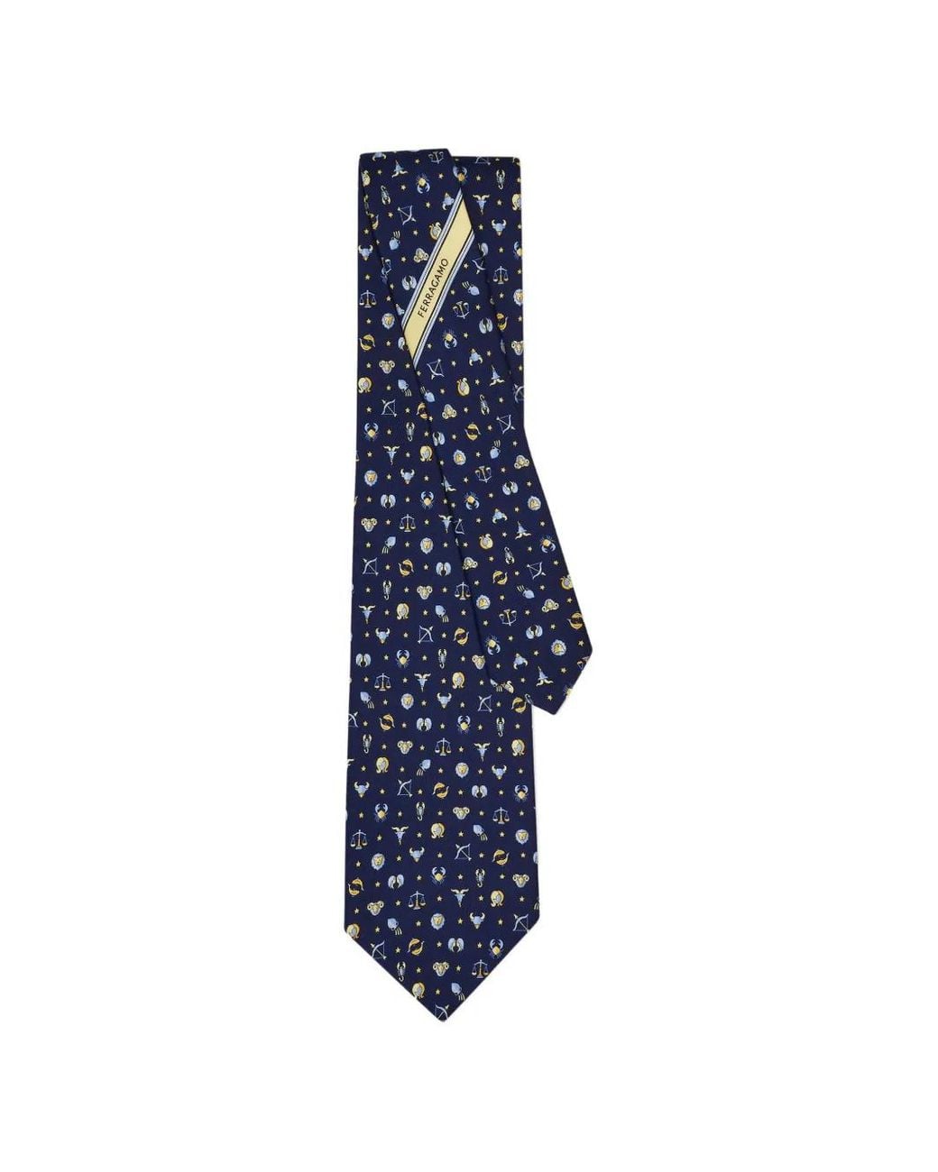 Ferragamo Blue Horoscope-Print Silk Tie for men