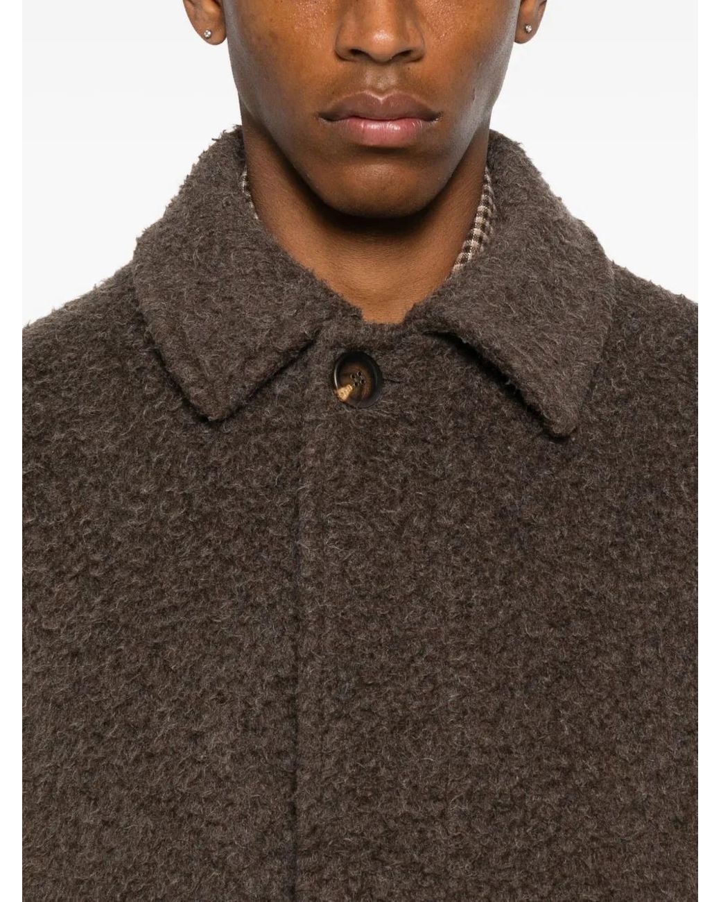 Golden Goose Deluxe Brand Brown Mid-Length Textured Woolen Coat for men