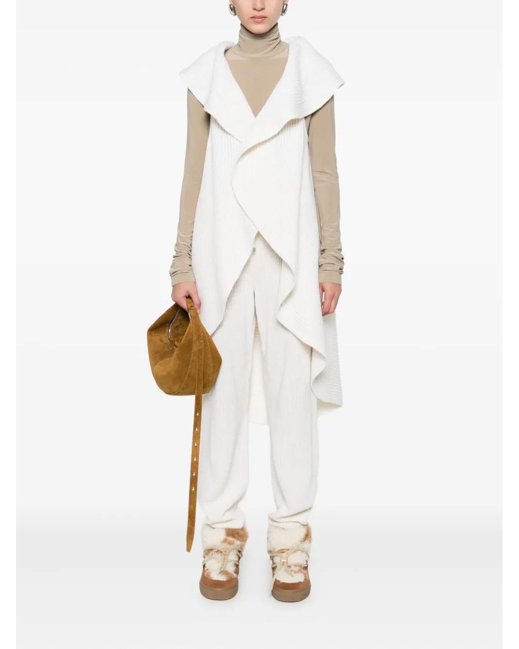 Marc Cain White Ruffled Cardigan