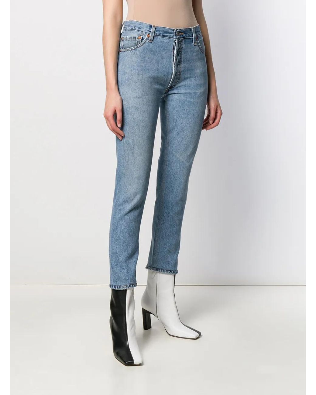 Re/done Blue High-Rise Cropped Jeans