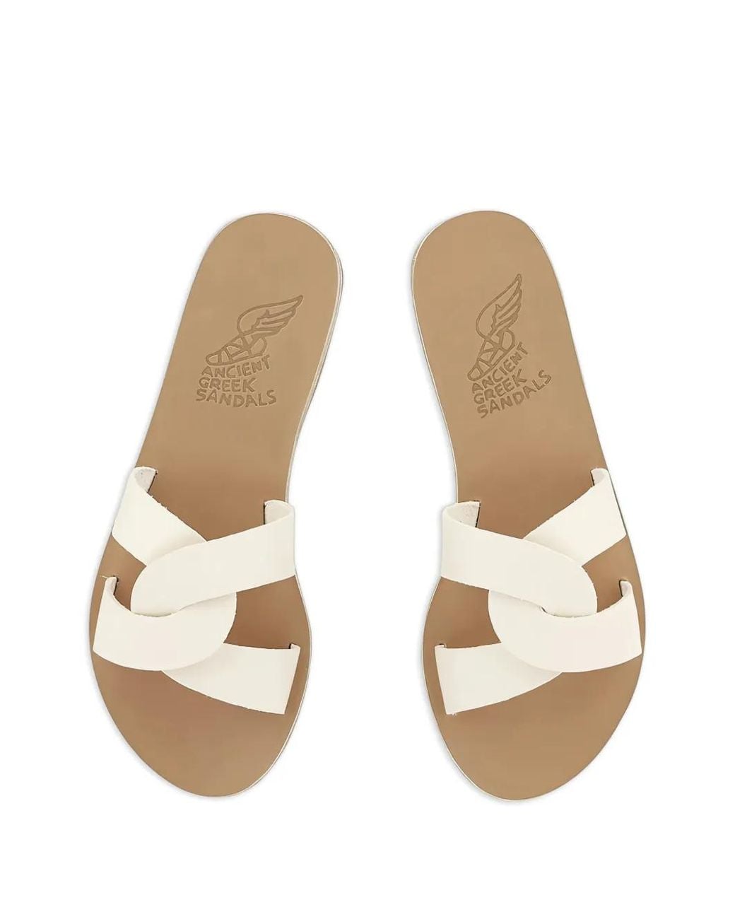 Ancient Greek Sandals White Desmos Double-Strap Leather Sandals