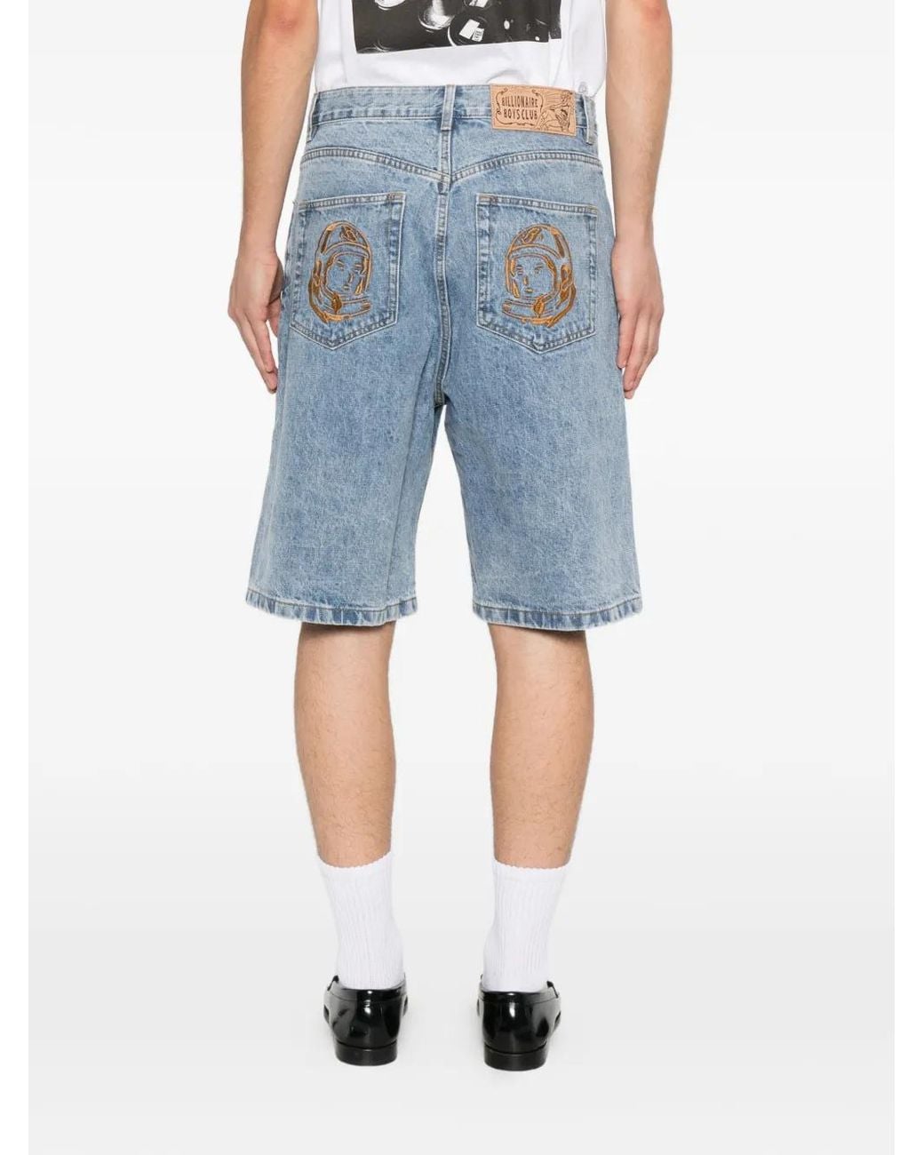 BBCICECREAM Blue Logo-Print Denim Shorts for men