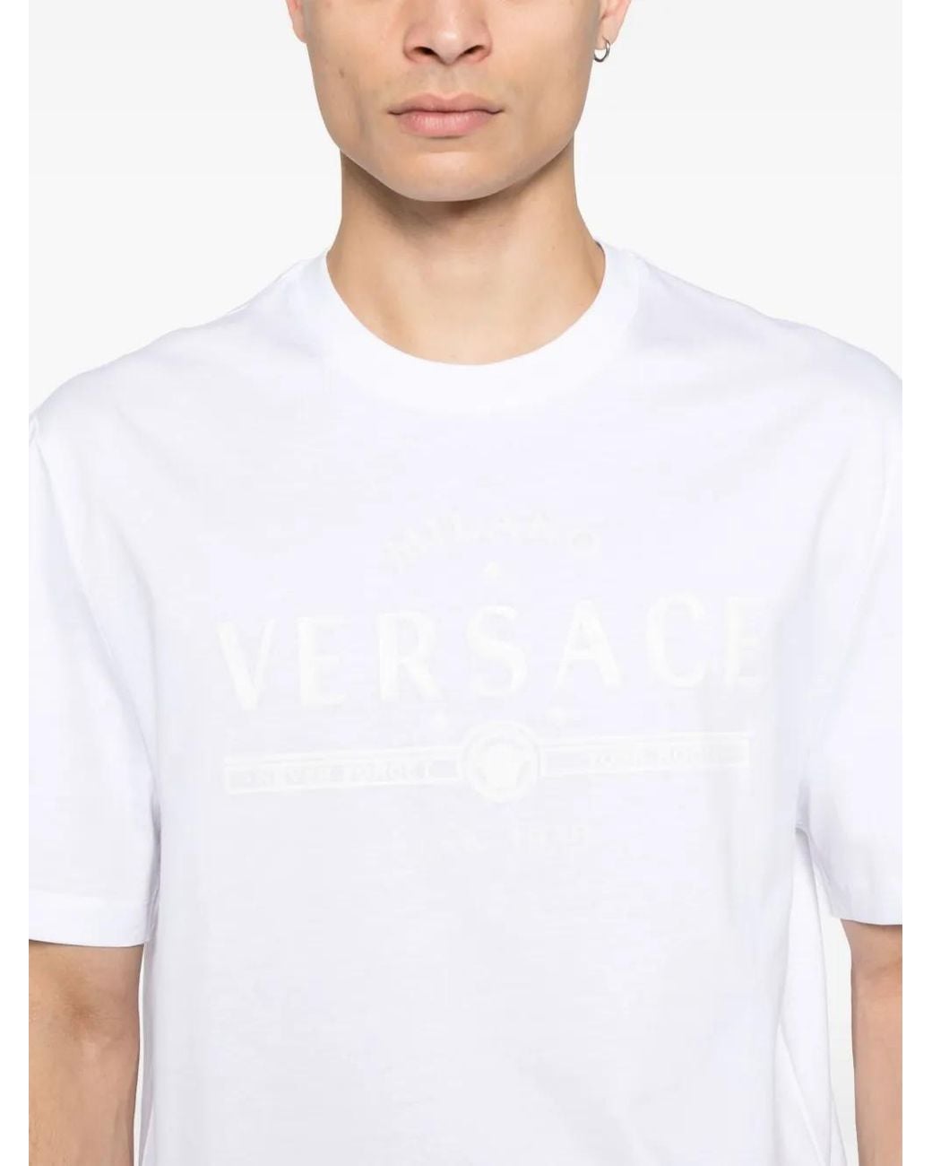 Versace White Logo-Print T-Shirt for men