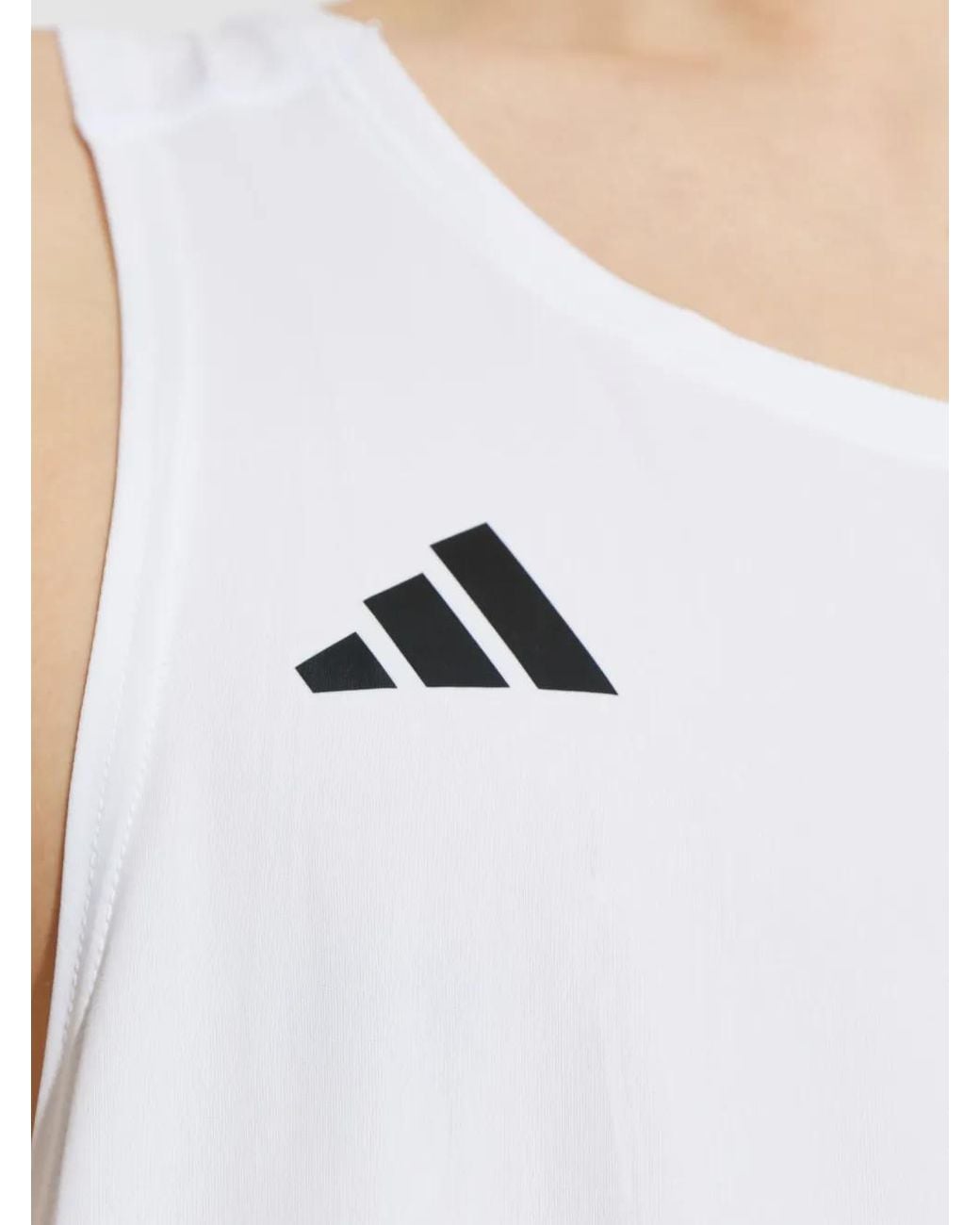 Adidas White Adizero Essentials Running Singlet for men