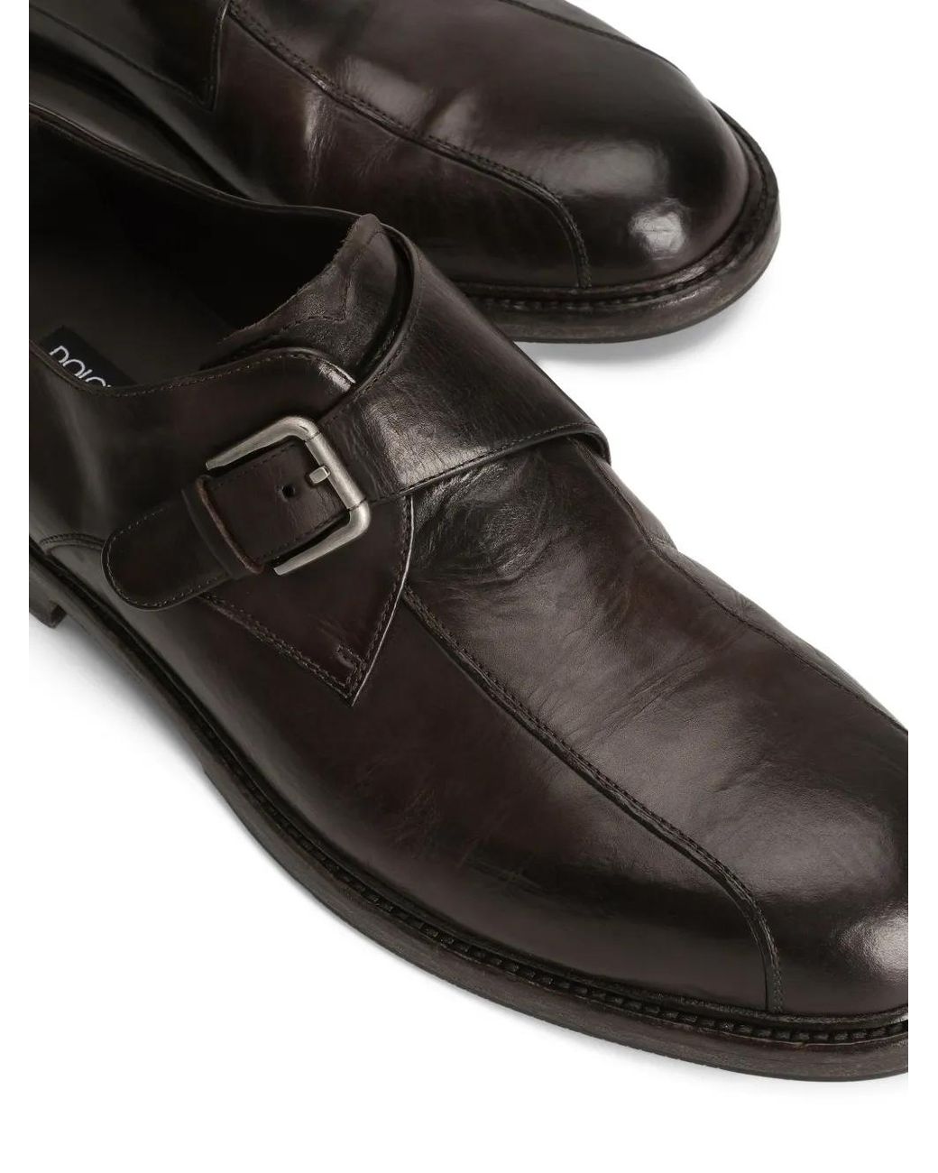 Dolce & Gabbana Brown Buckle-Strap Monk Shoes for men