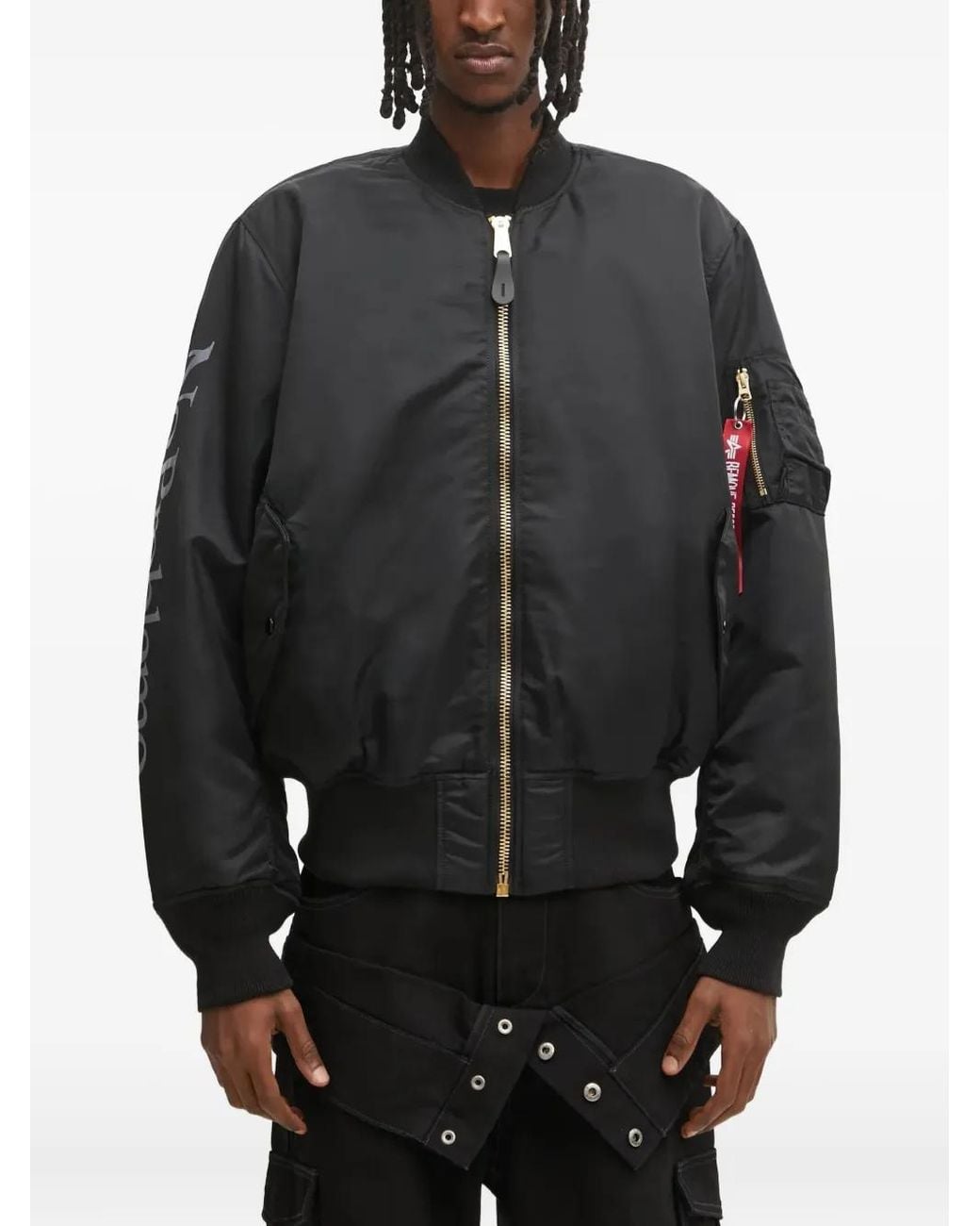 No Problemo Black Reversible Bomber Jacket for men