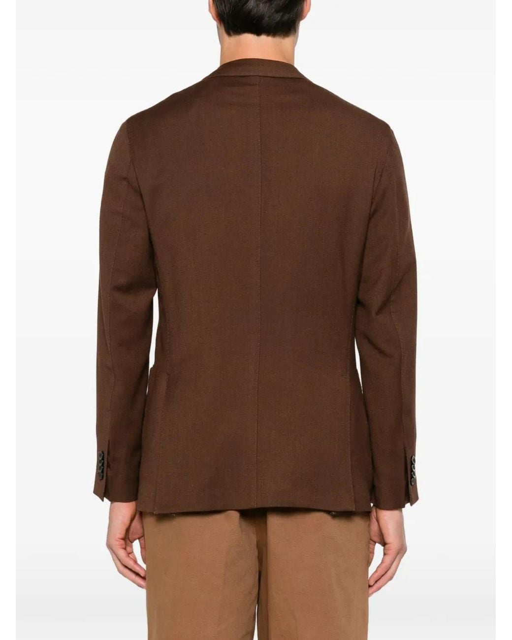 Boglioli Brown Single-Breasted Notched-Lapels Blazer for men