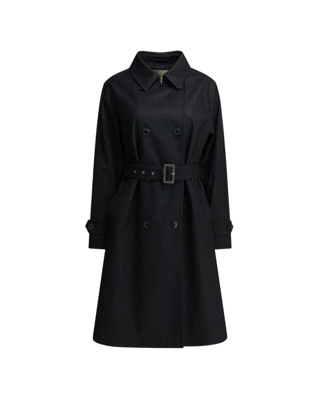 Herno Black Double-Breasted Belted Coat