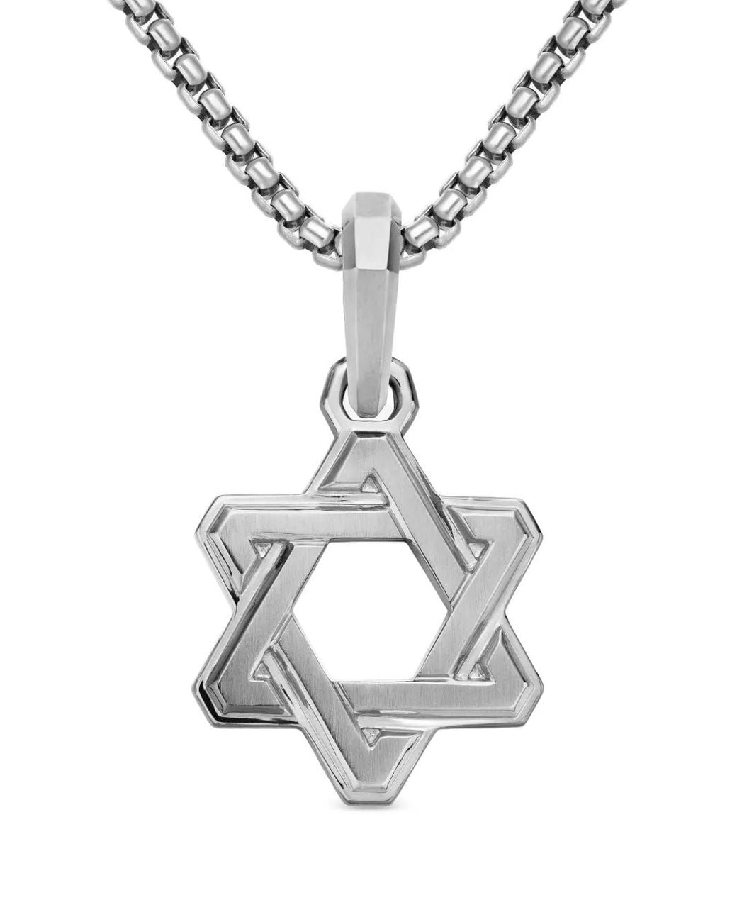 David Yurman White Sterling Deco Star Of David Pendant (24Mm) for men