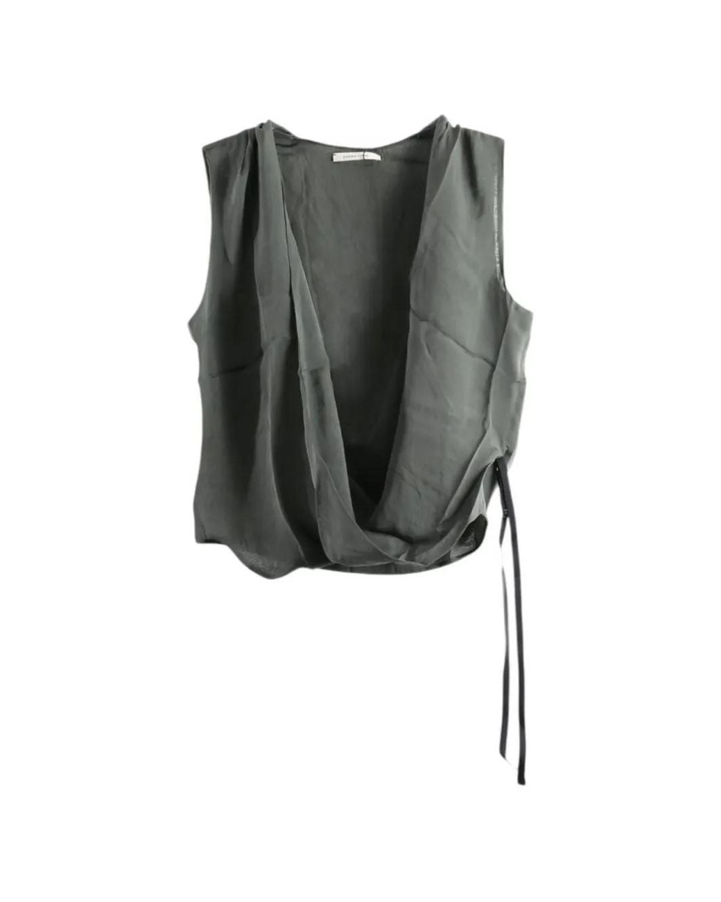 Paloma Wool Gray Varn Wrap-Style Silk Blouse