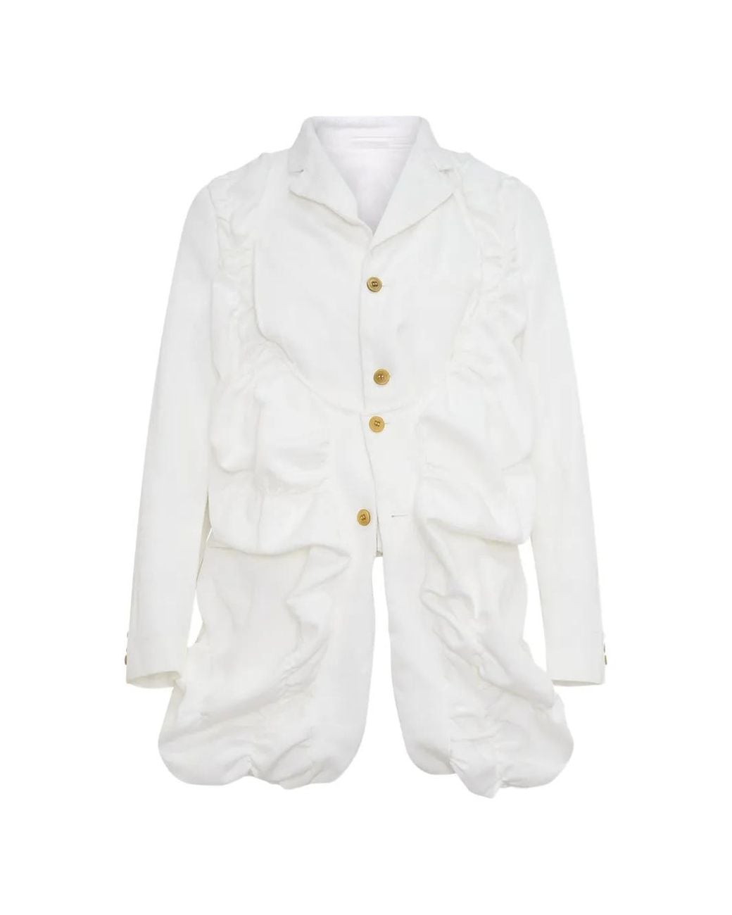 Comme des Garçons White Ruffled Gathered Blazer for men