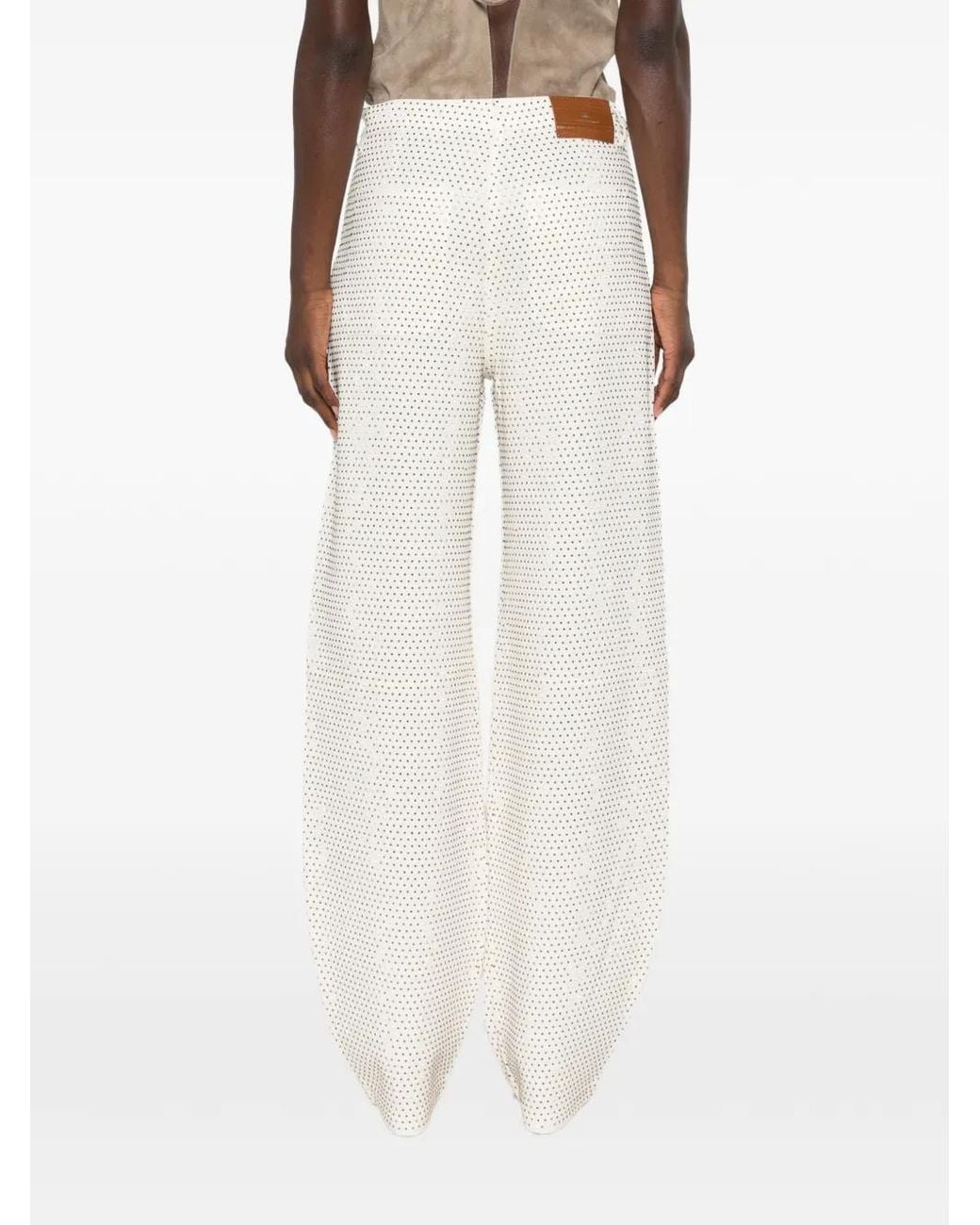 Elisabetta Franchi White Balloon Denim Jeans With Rhinestones