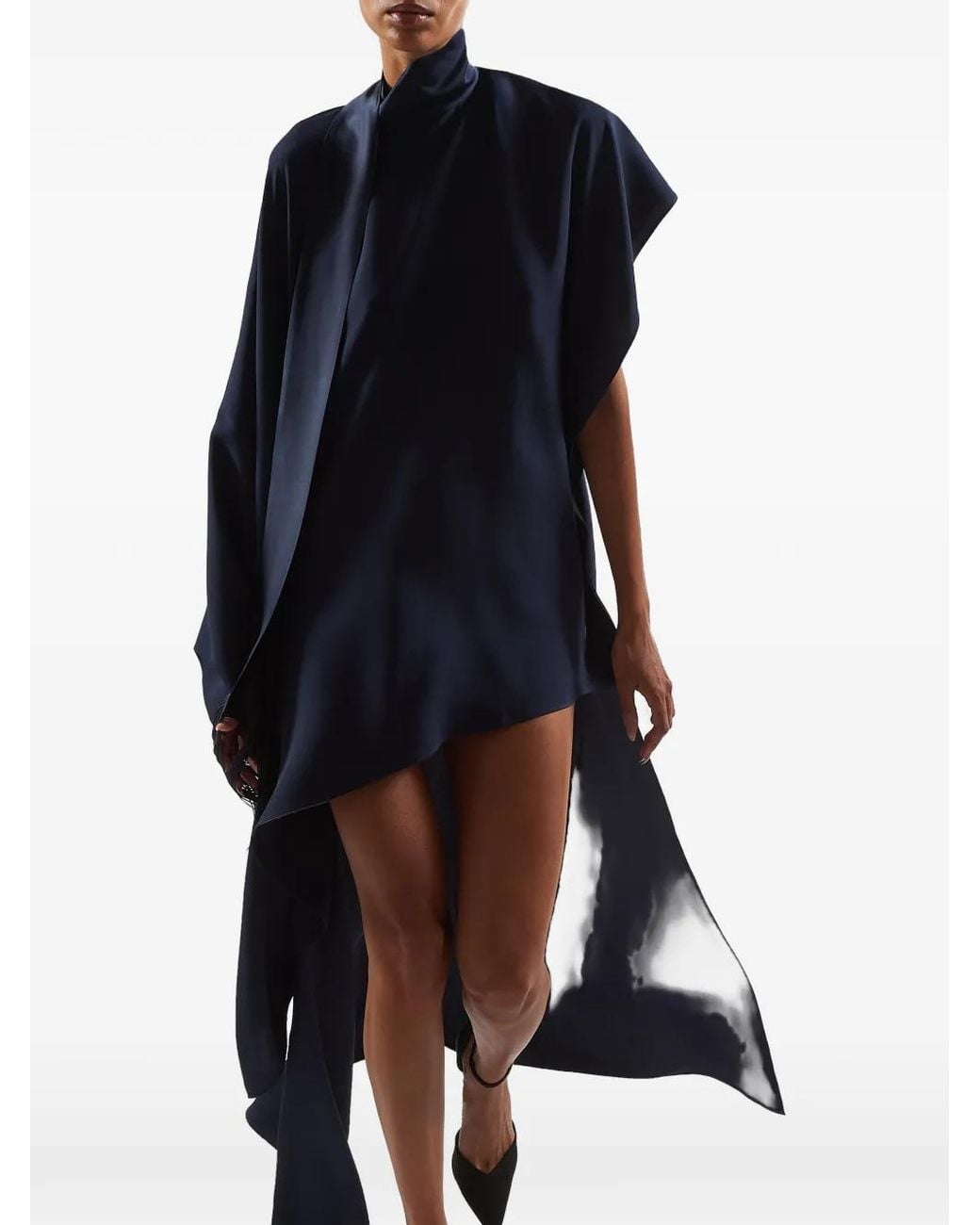 Taller Marmo Blue California Fringed Asymmetric Mini Dress
