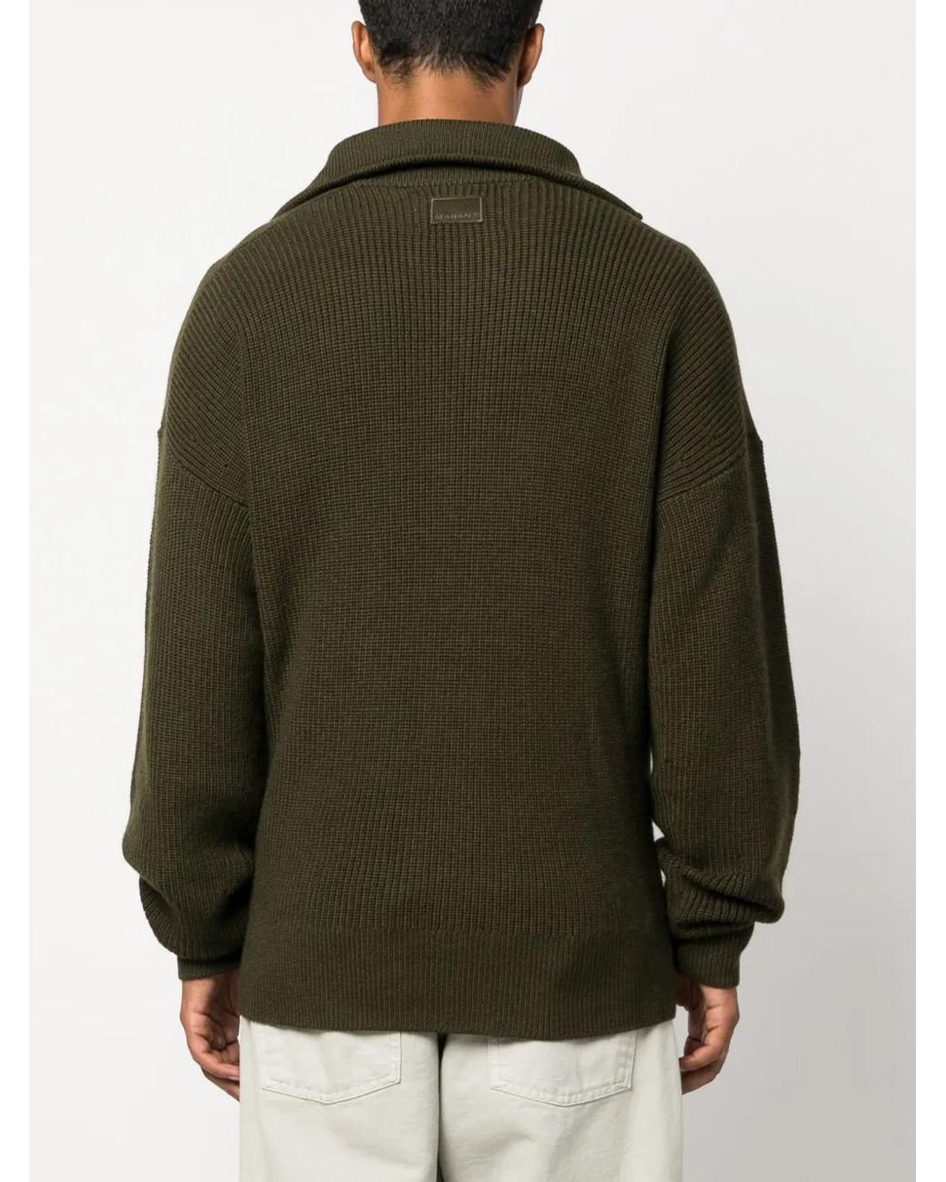 Isabel Marant Green Logo-Patch Zip-Up Jumper for men
