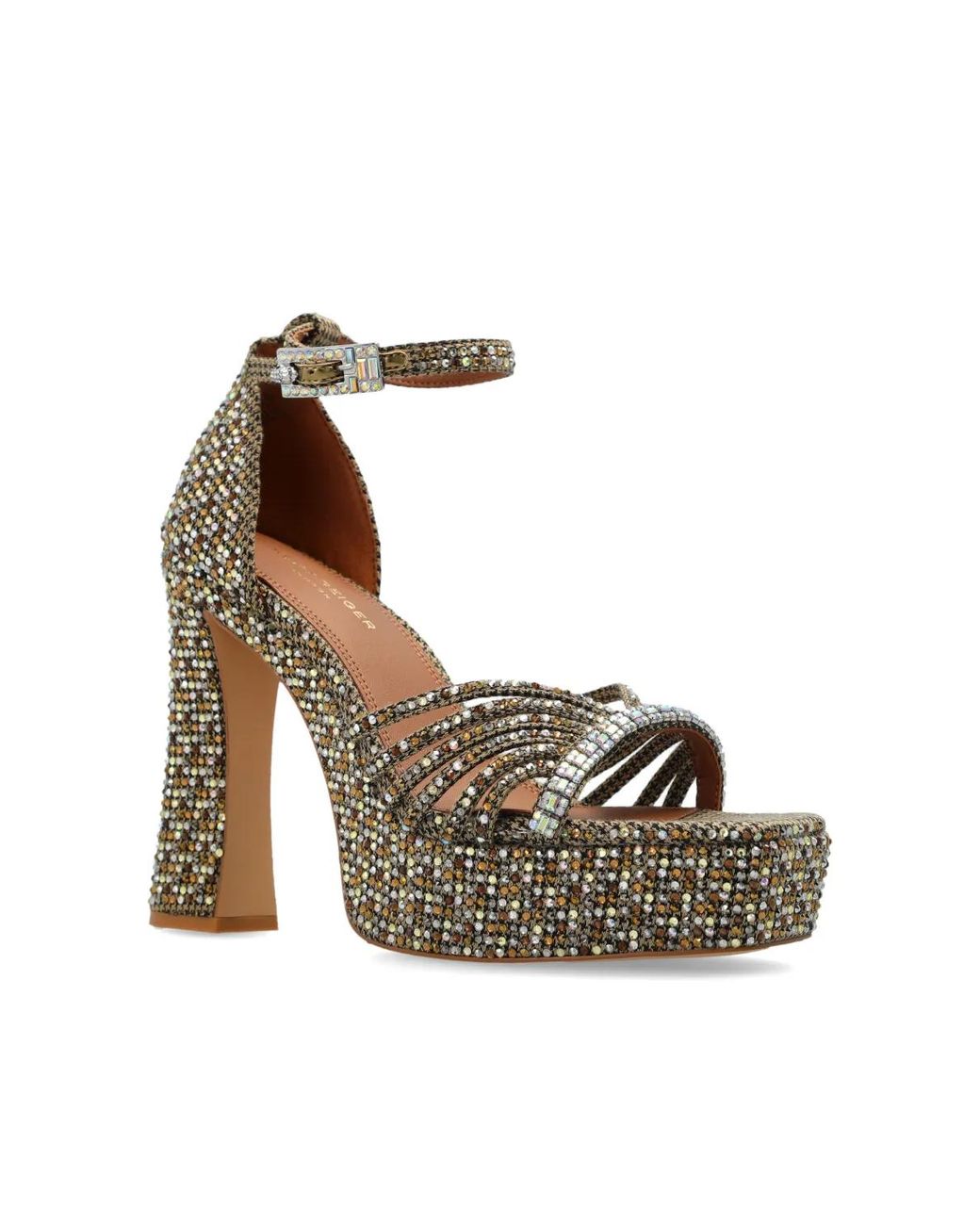 Kurt Geiger Metallic Platform Sandals "Crystal"