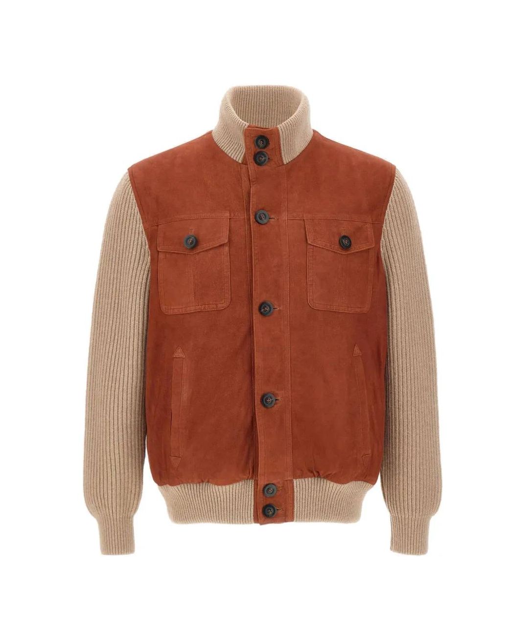 Volfagli Brown Elmo Suede-Leather Jacket for men