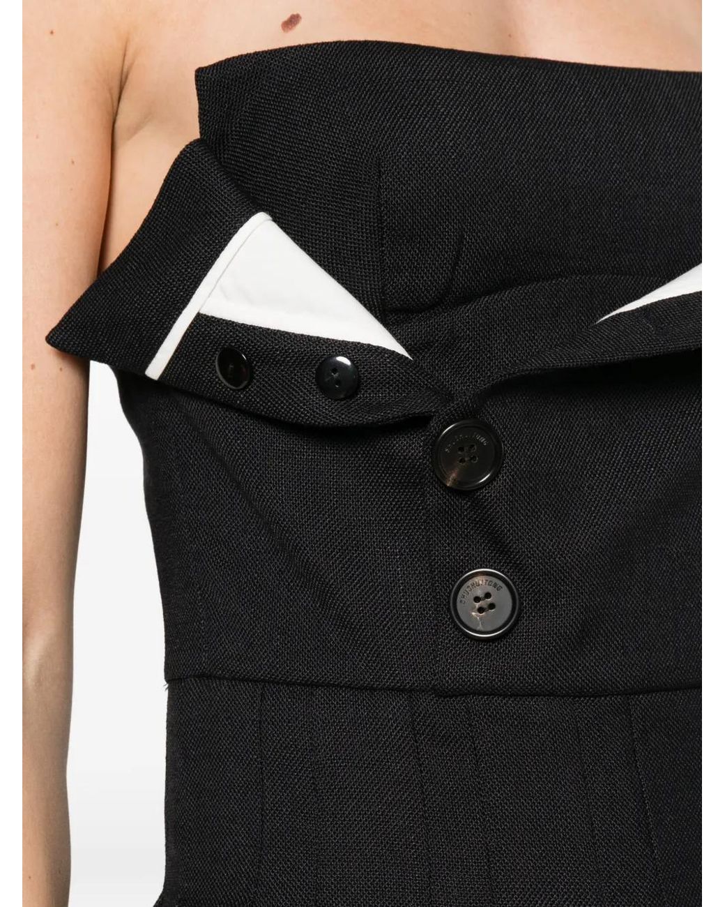 ShuShu/Tong Black Button-Detail Mini Dress
