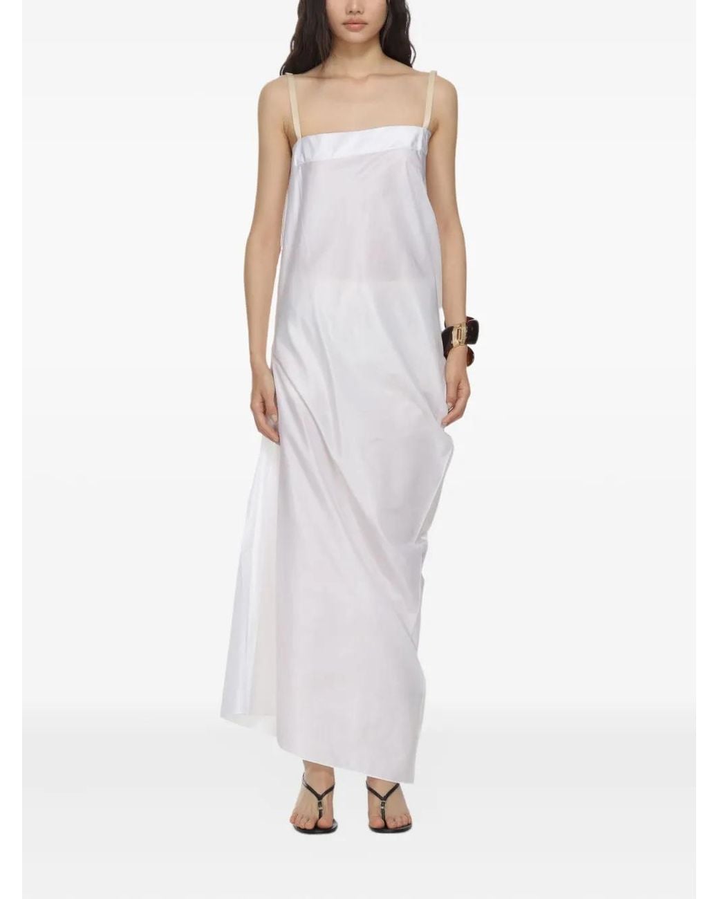 Carven White Asymmetric Silk Maxi Dress