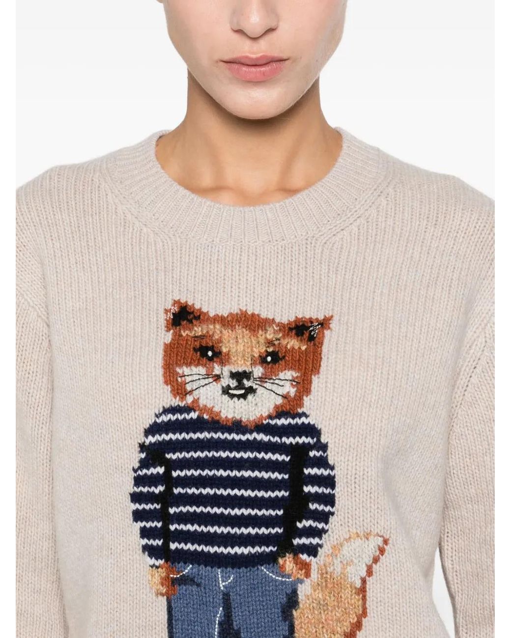 Maison Kitsuné White Wool Knitwear