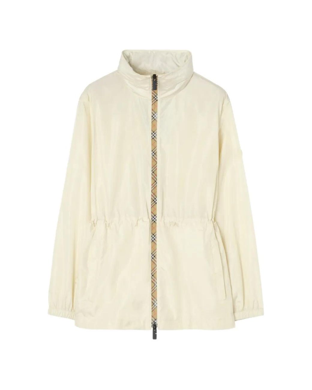 Burberry White Short Checker-Tape Nylon Parka
