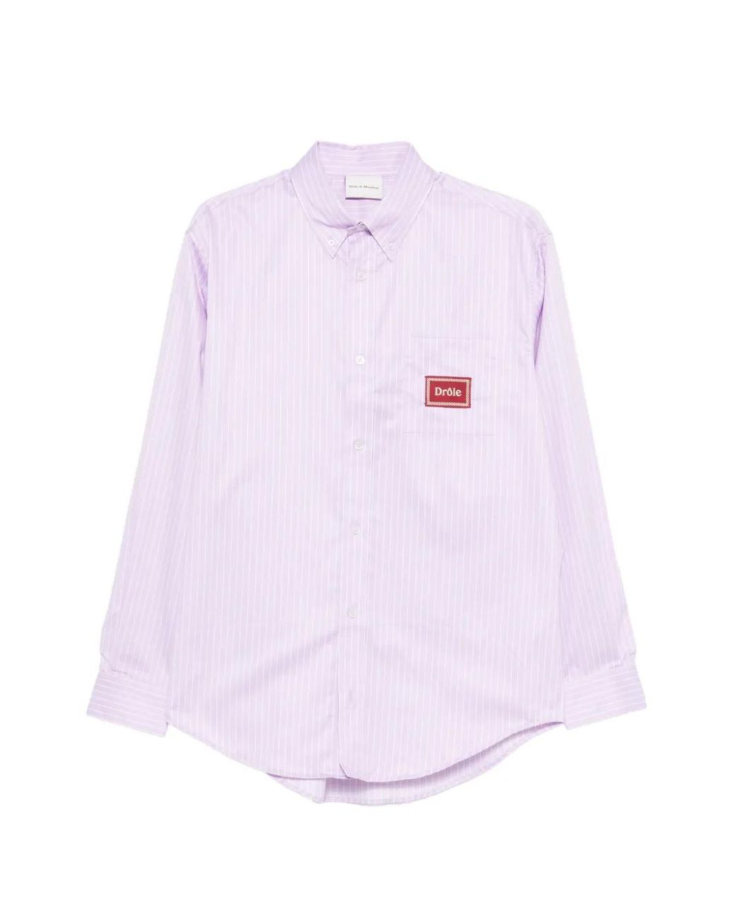 Drole de Monsieur Pink Striped Logo-Patch Shirt for men