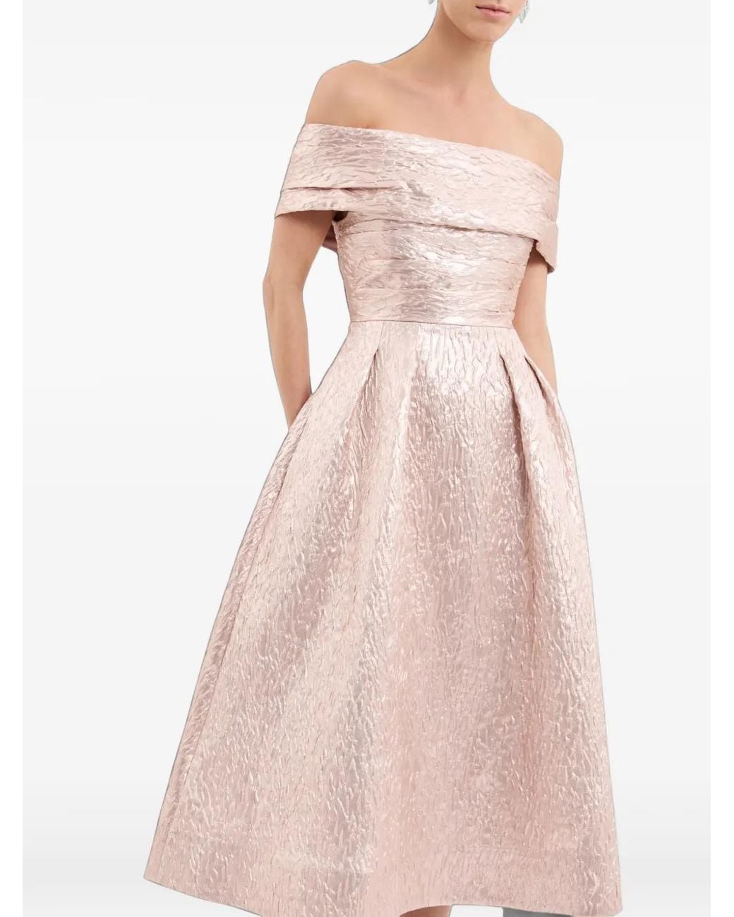 Rebecca Vallance Pink Opaline Off-The-Shoulder Midi Dress