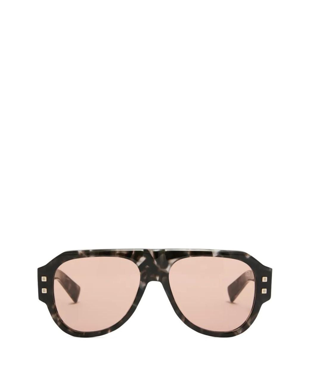 Balmain Black Tortoiseshell-Effect Pilot-Frame Sunglasses